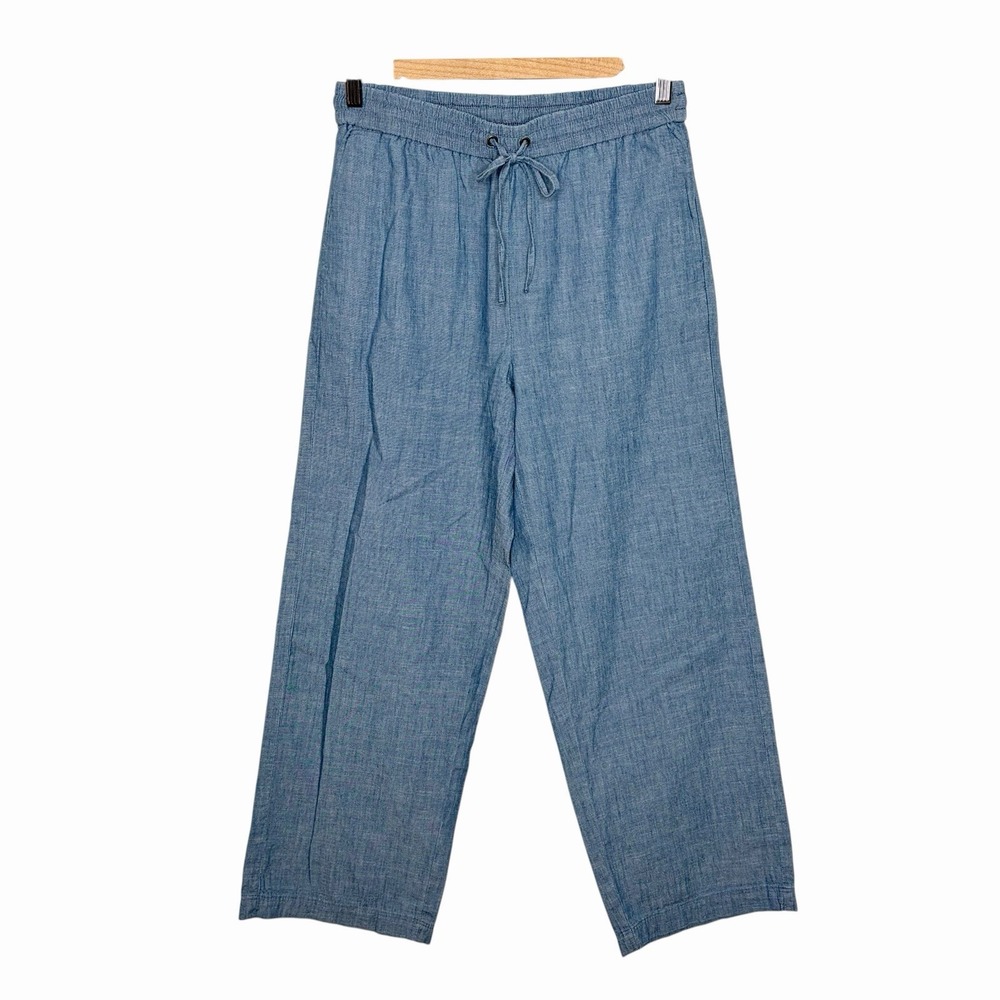 J Crew Chambray Pants Womens Size 8P Petite Coastal Cowgirl Drawstring Fisherman